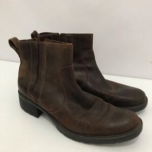 Timberland Womens Mirah Chelsea Brown Leather Boots Size 10M